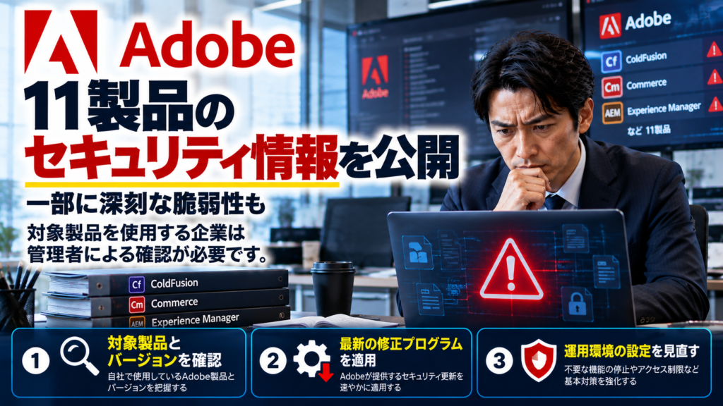 Adobeが11製品の脆弱性を公表、企業が確認したい更新対策