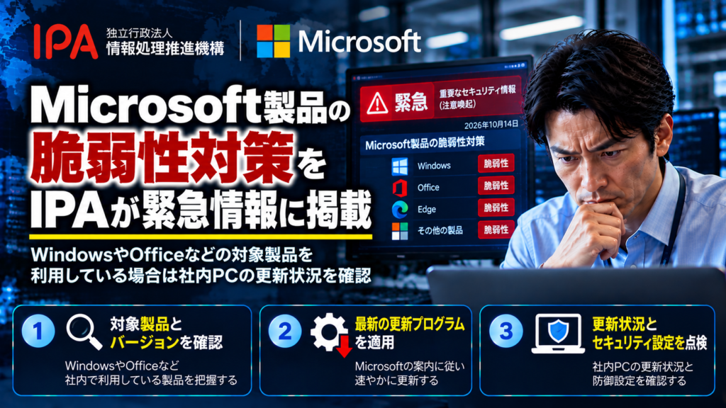 Microsoft製品の脆弱性対策｜IPAが緊急情報を掲載