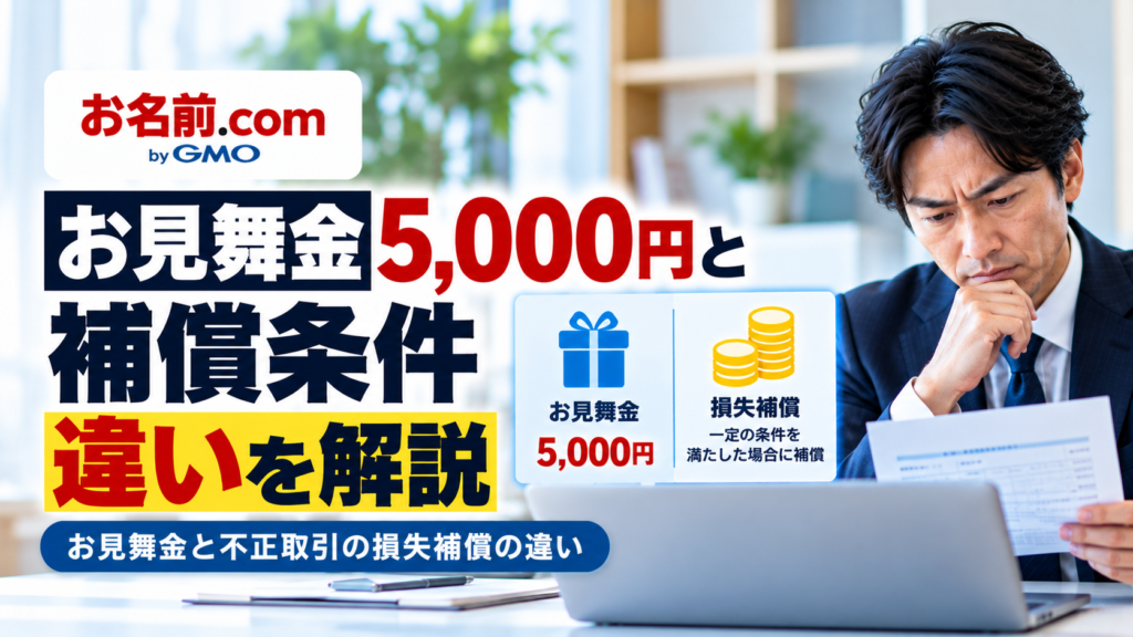 お名前.comお見舞金5,000円と損失補償の条件を解説