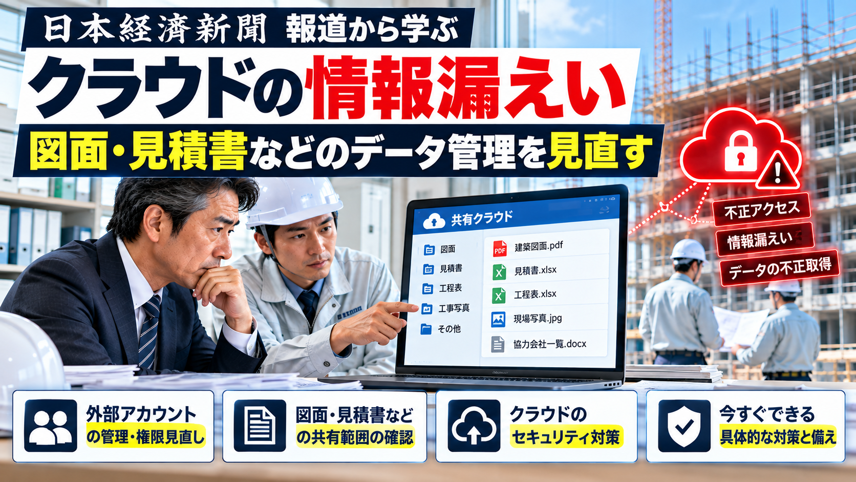 日経183万件情報漏えいに学ぶ建設会社のクラウド管理と対策