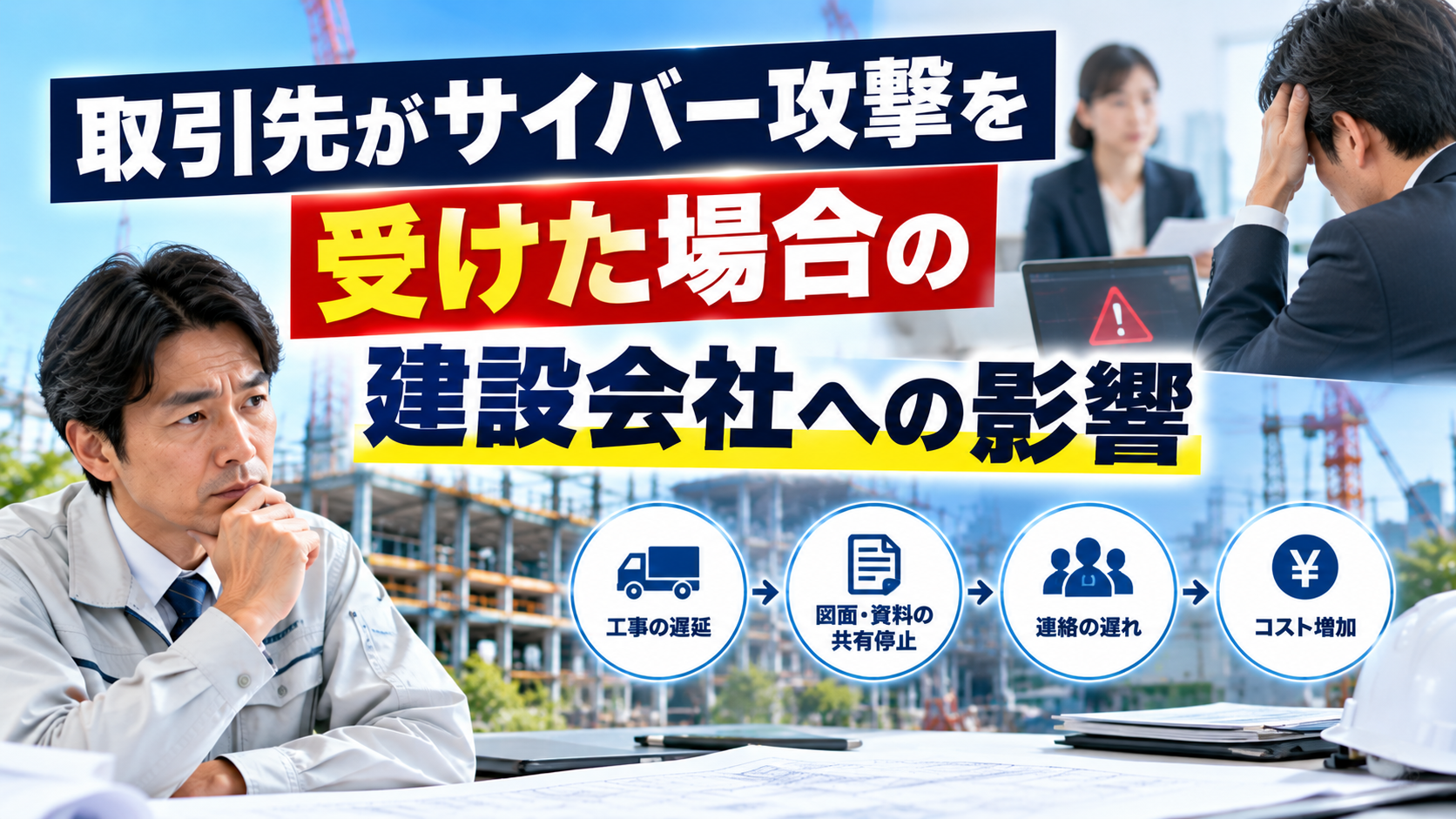 取引先のサイバー攻撃で建設会社はどうなる？影響と初動対応を解説