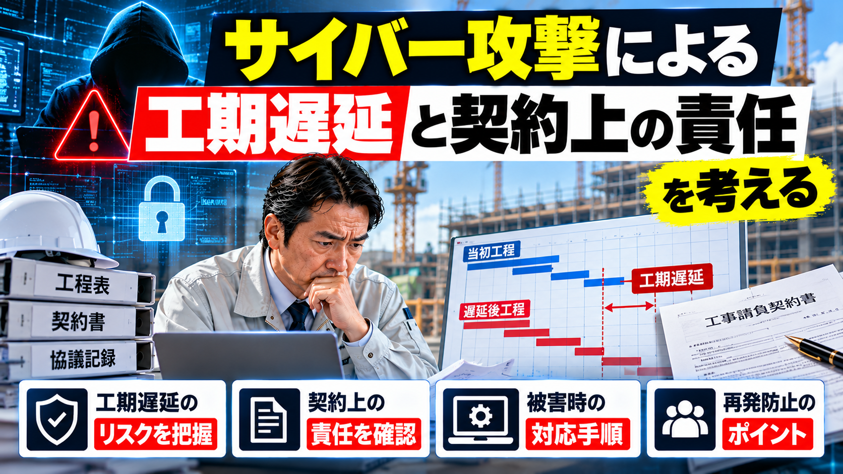 サイバー攻撃で工期遅延？建設会社が知る契約責任と初動対応
