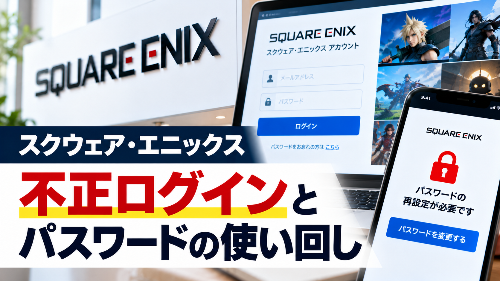 スクウェア・エニックス不正ログイン｜パスワード使い回しの危険