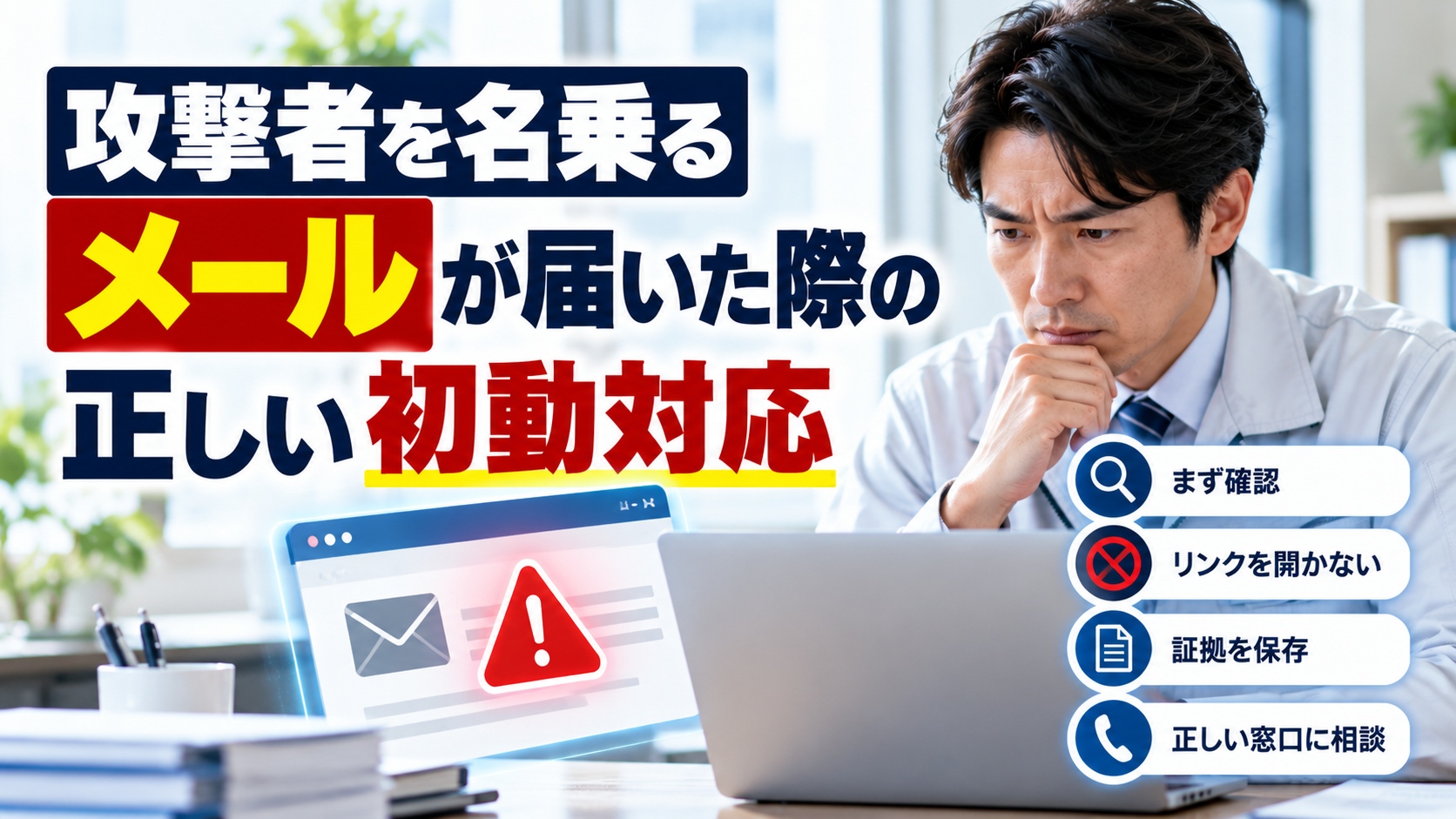 攻撃者を名乗るメールが届いた際の正しい初動対応と確認事項