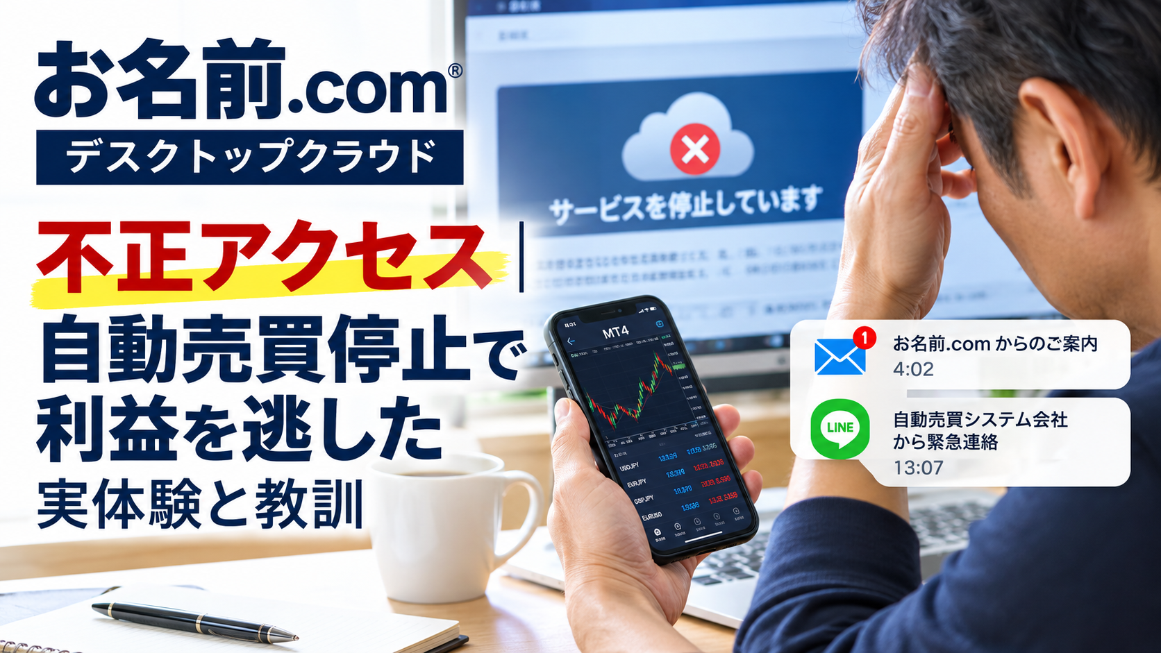 お名前.com不正アクセス｜自動売買停止で利益を逃した実体験と教訓
