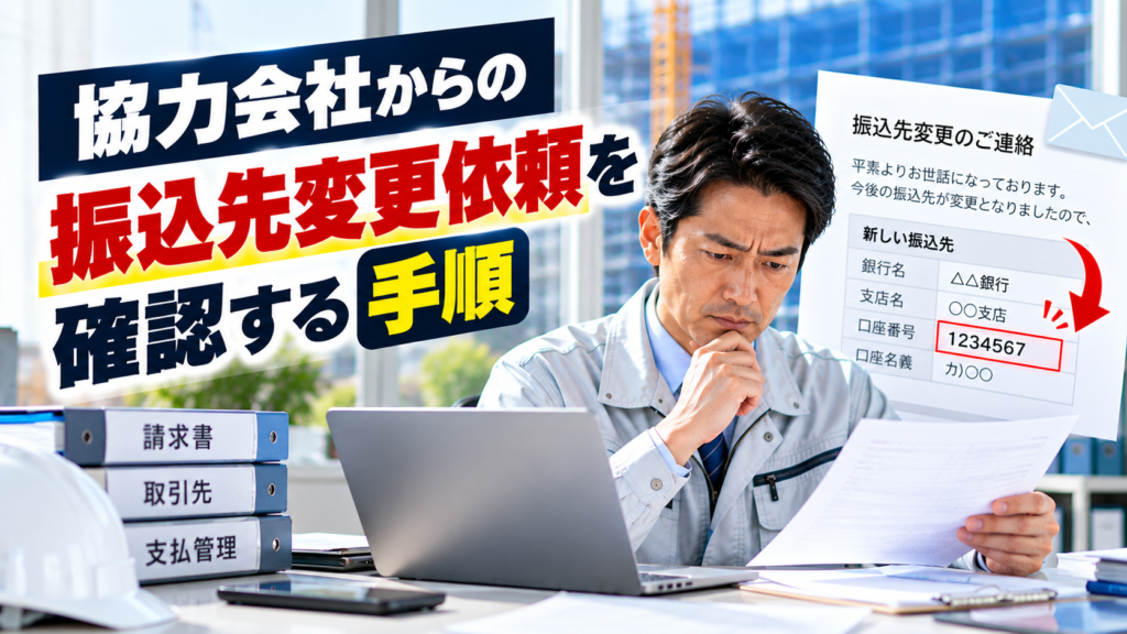 協力会社からの振込先変更依頼｜建設会社が守るべき確認手順と対策