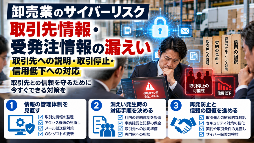 卸売業の情報漏えい対応｜取引先への説明と信用回復