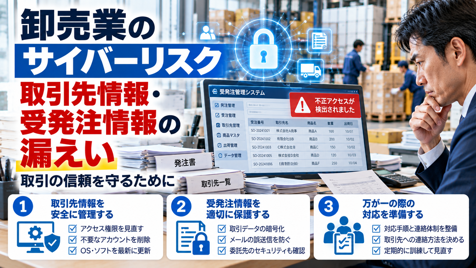 卸売業のサイバーリスク｜取引先情報・受発注情報の漏えい対策
