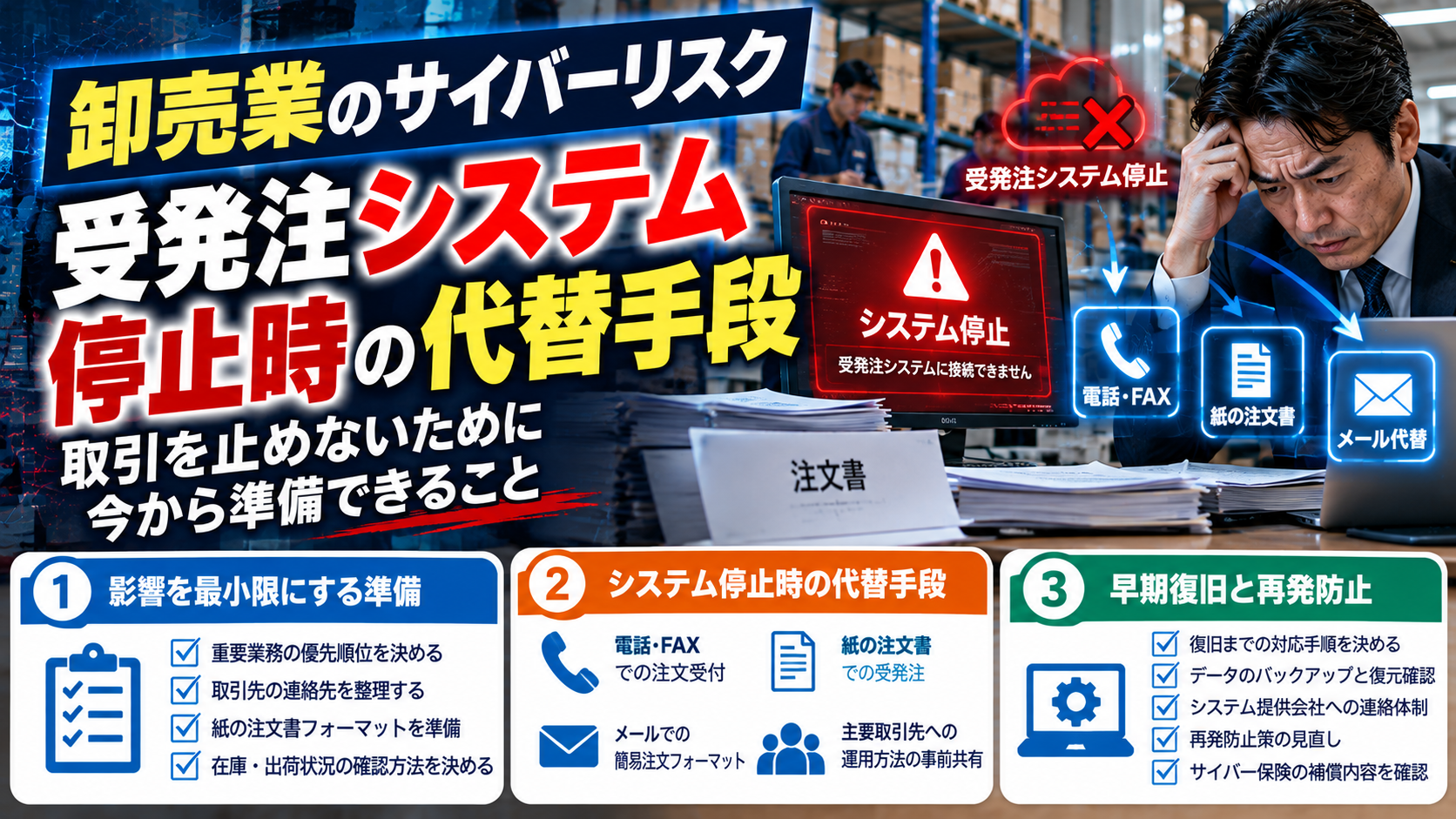 卸売業のサイバーリスク｜受発注システム停止時の代替手段