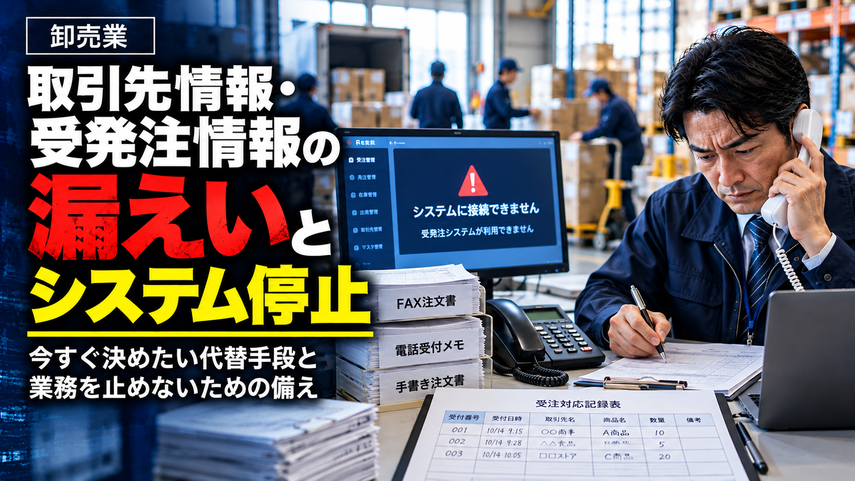 卸売業の受発注停止！電話・FAX対応で失敗しないための備え