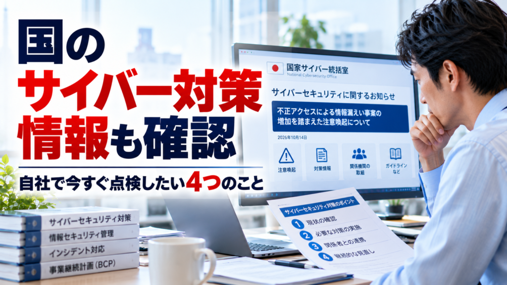 国のサイバー対策情報も確認｜中小企業が今すぐ点検したい4つのこと