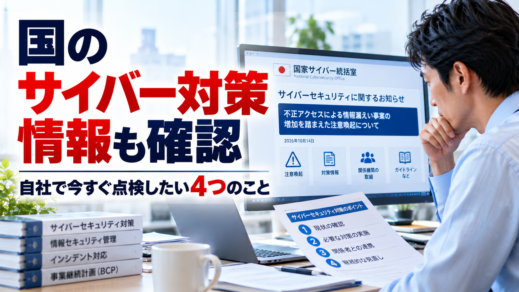 国のサイバー対策情報も確認｜中小企業が今すぐ点検したい4つのこと