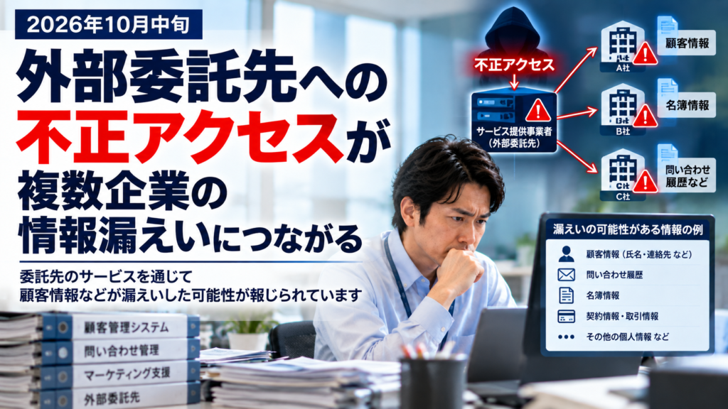 外部委託先への不正アクセスで複数企業の情報漏えい｜中小企業が確認したい4つの対策
