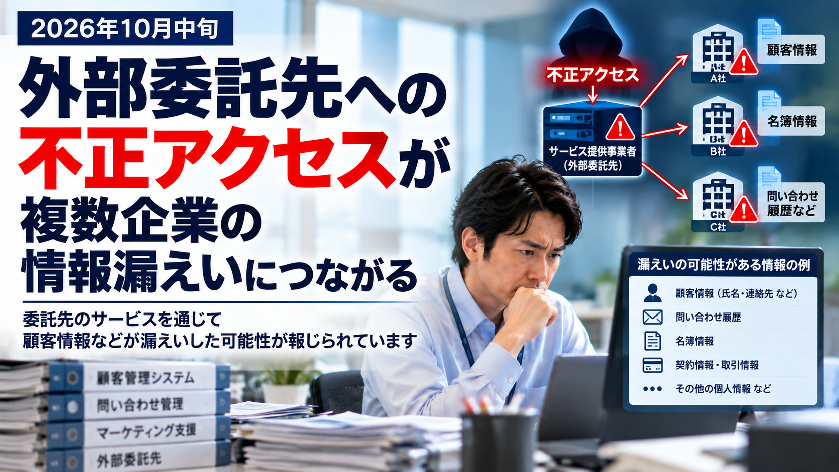 外部委託先への不正アクセスで複数企業の情報漏えい｜中小企業が確認したい4つの対策