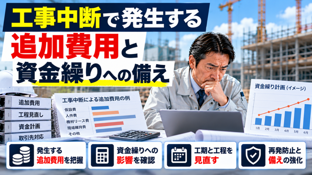 工事中断で増える追加費用と資金繰り｜建設会社の備えと対策