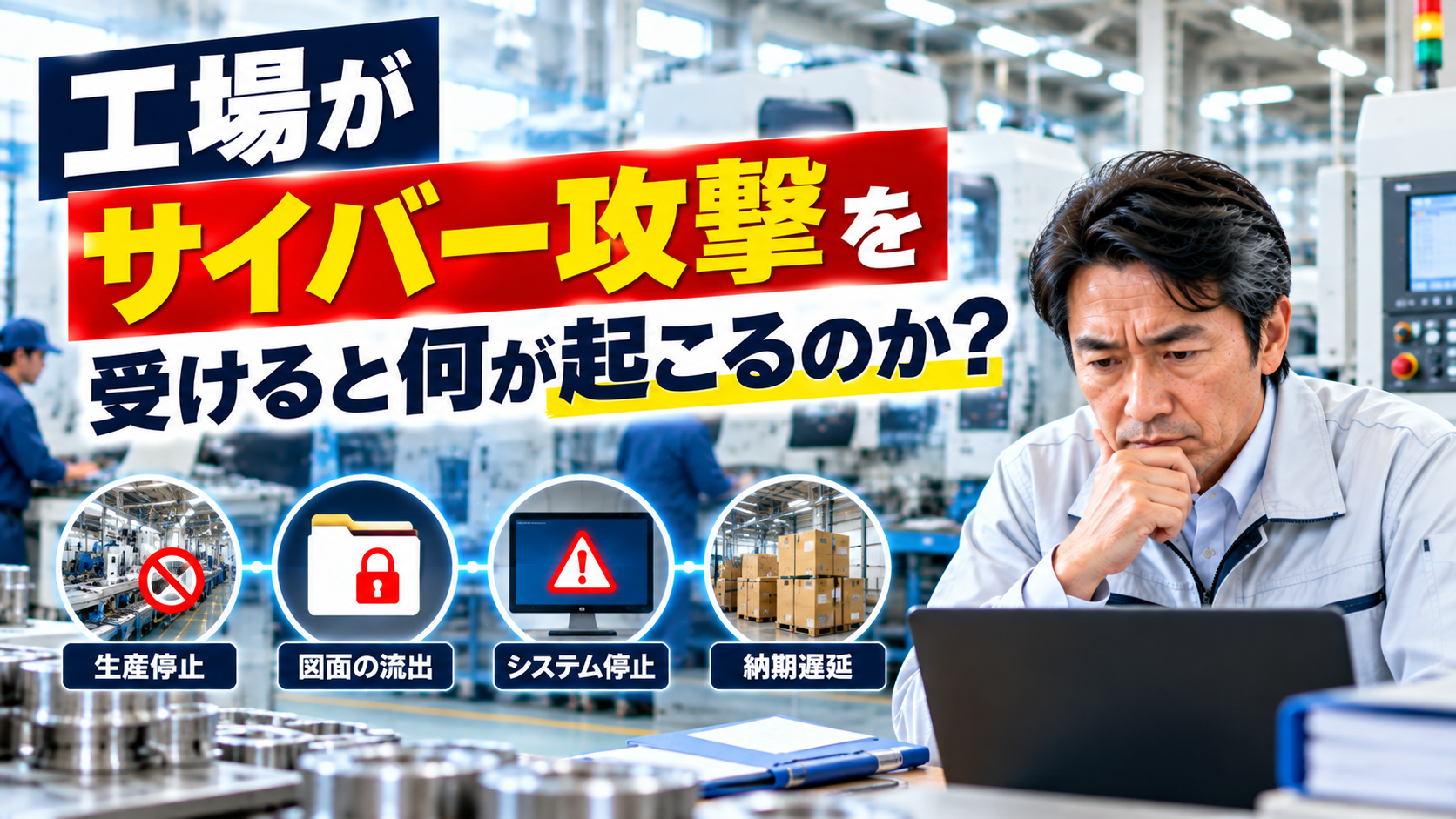 工場がサイバー攻撃を受けると何が起こる？生産停止と対策を解説