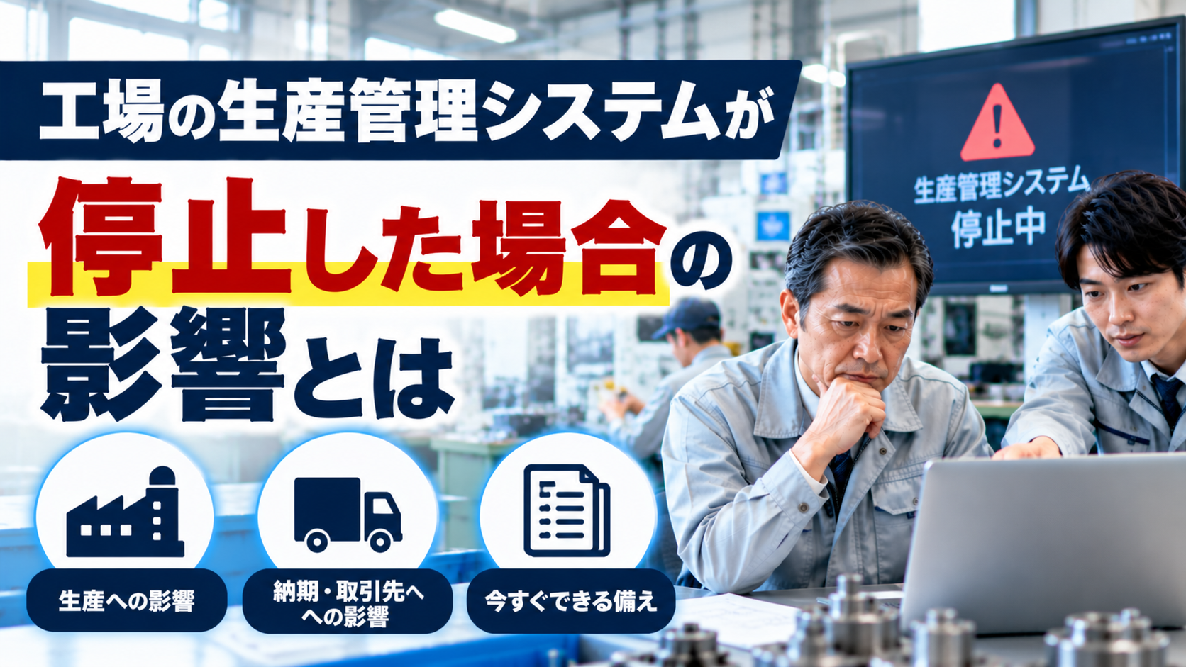 工場の生産管理システム停止で起こる影響と社長が備える対策①
