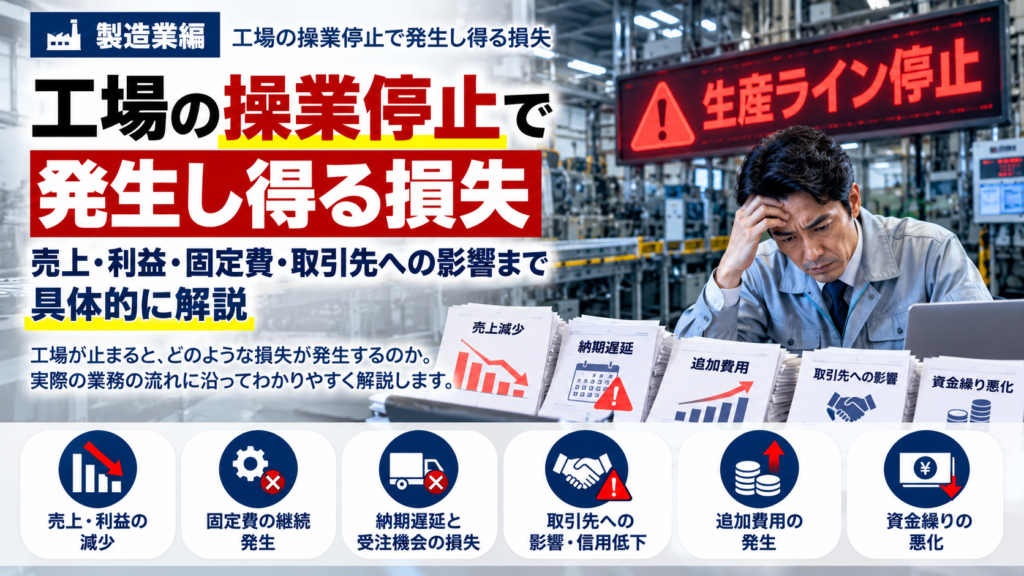 製造業の工場停止で発生する損失｜利益減少・納期遅延と備え