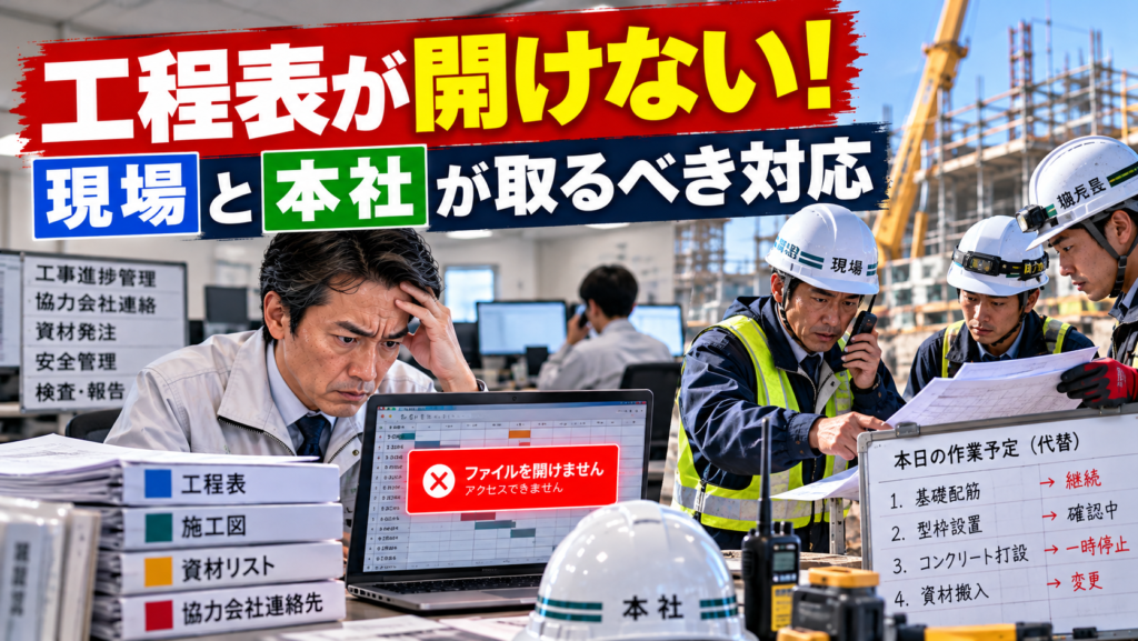 工程表が開けない！建設現場と本社が取るべき初動対応と工程管理