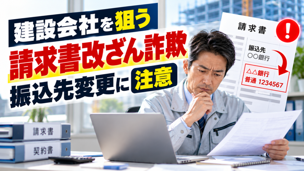 建設会社を狙う請求書改ざん詐欺｜振込先変更を見抜く確認手順と対策