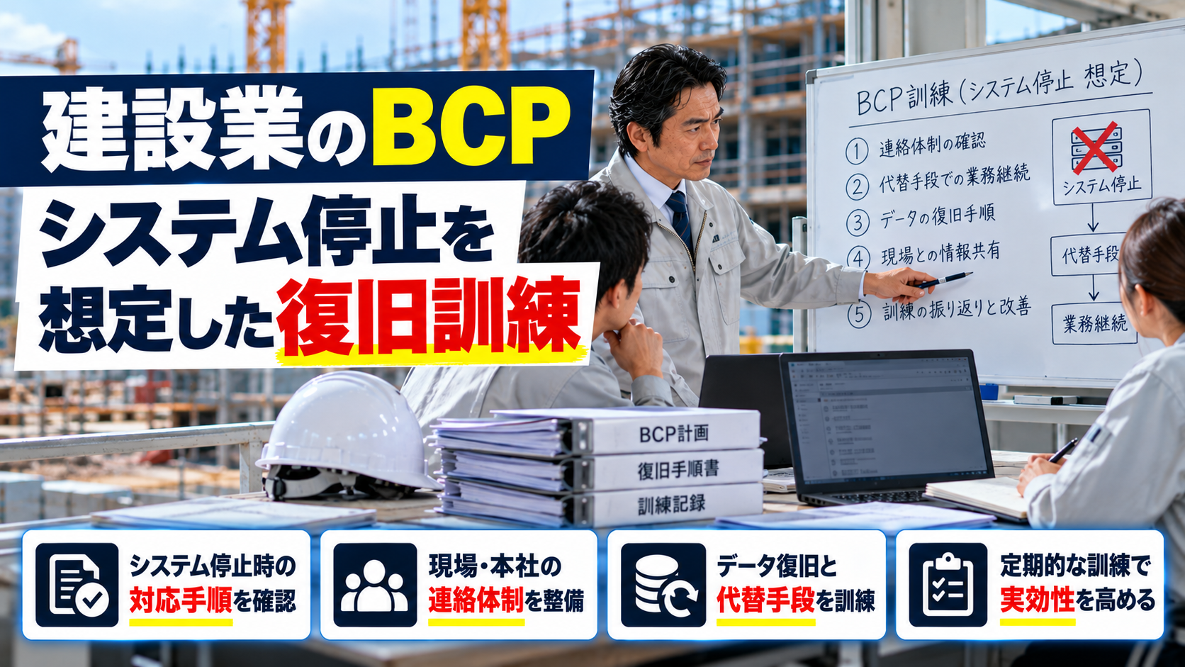 建設業のBCP｜システム停止に備える復旧訓練と実践手順