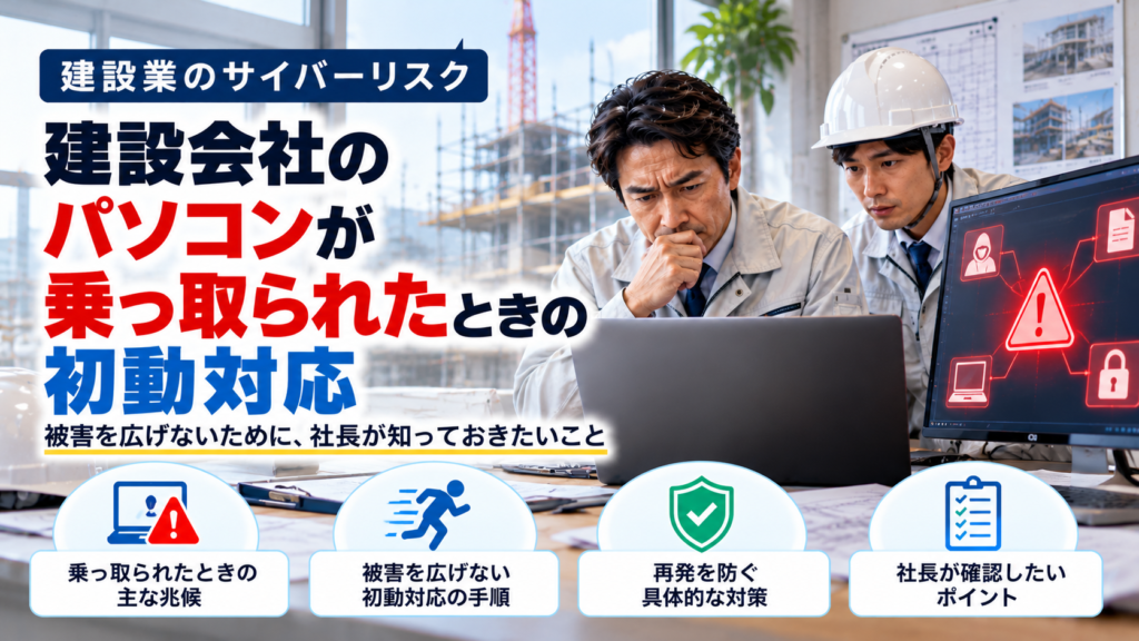 建設会社のパソコン乗っ取り被害｜社長が知るべき初動対応と復旧手順