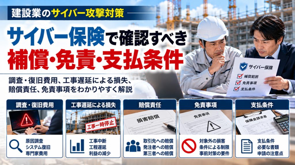 建設業のサイバー保険｜工事遅延・賠償・免責と支払条件を確認