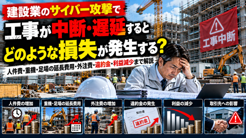 建設業のサイバー攻撃｜工事中断・工期遅延で発生する5つの損失