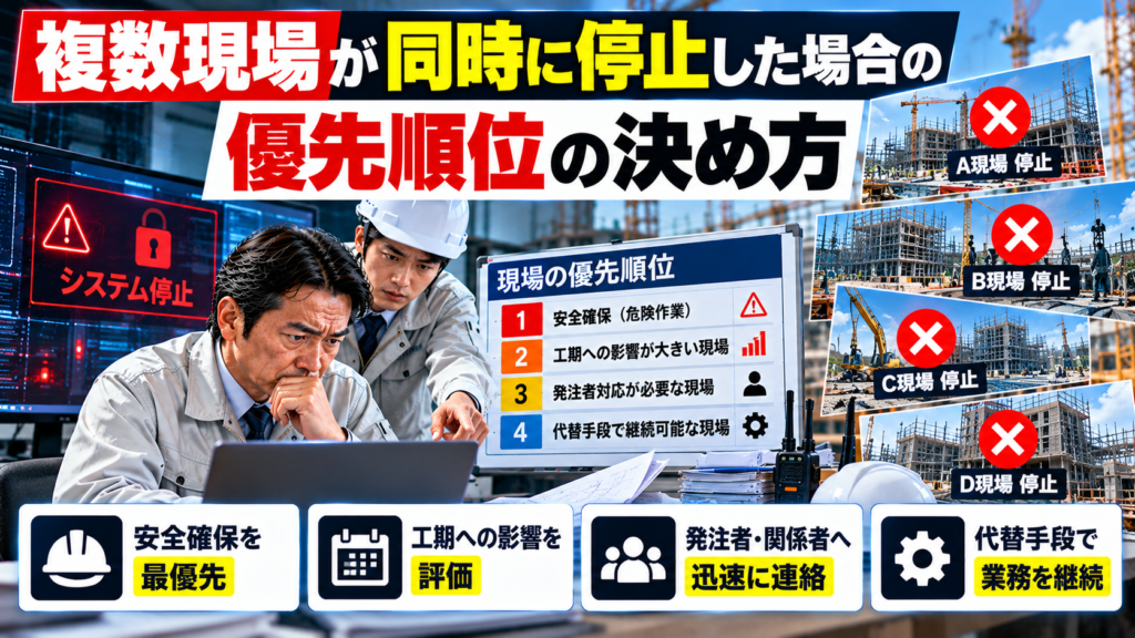複数現場が同時停止！建設会社の復旧優先順位と判断基準