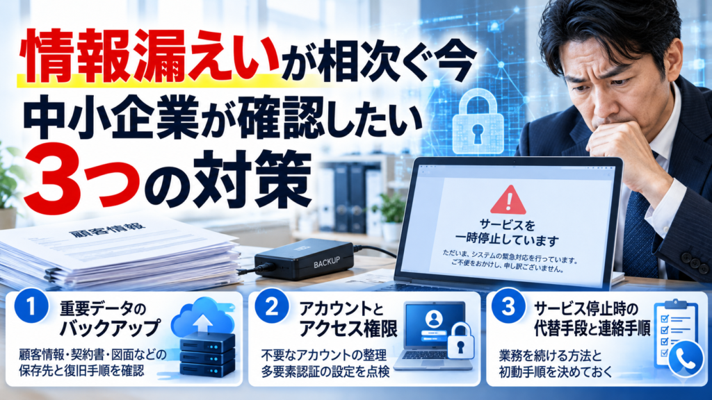 情報漏えいが相次ぐ今、中小企業が確認したい3つのサイバー対策
