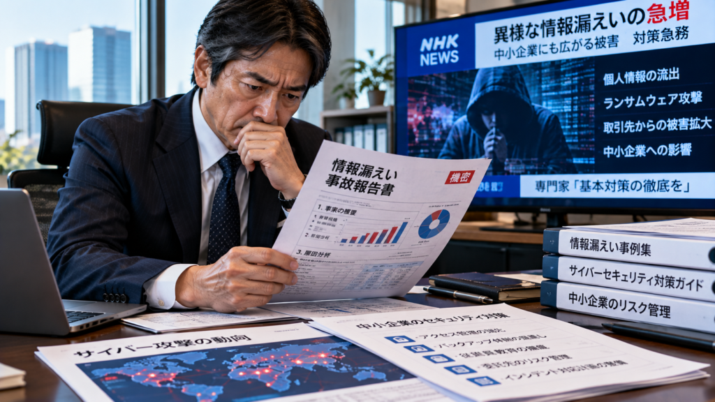NHK報道!異様な情報漏えい急増と中小企業の対策を実務で考える