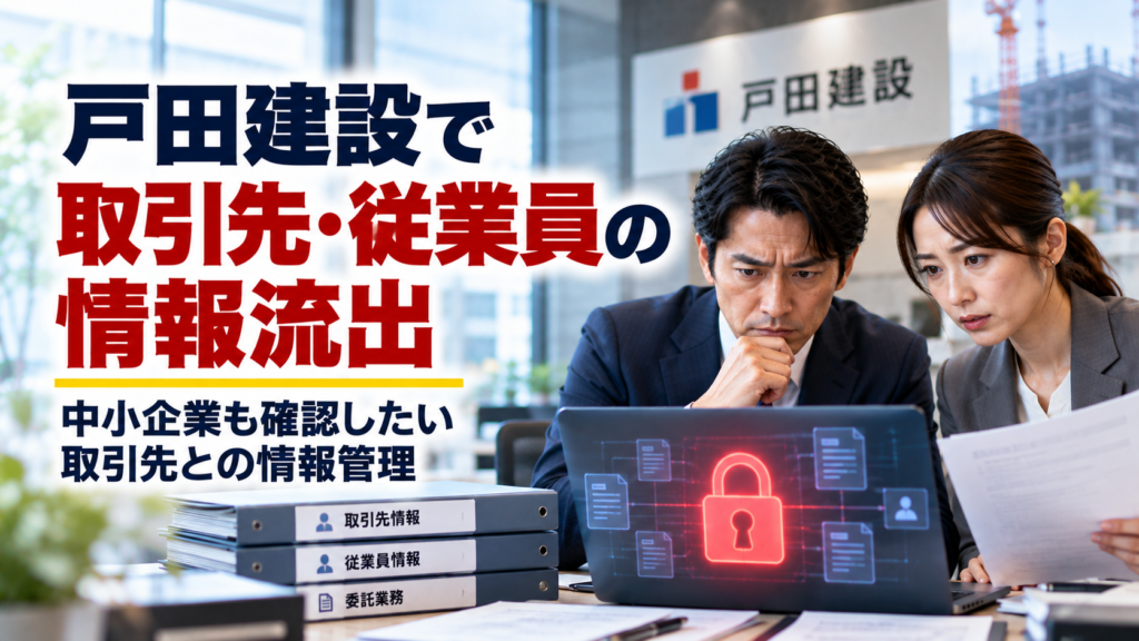 戸田建設で取引先・従業員の情報流出、中小企業が確認したい管理対策
