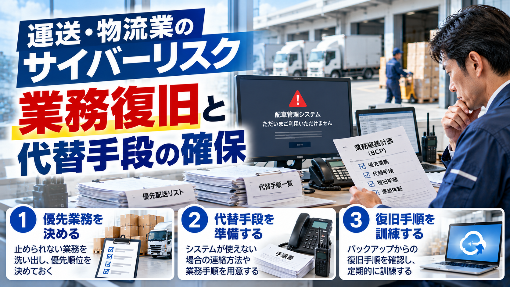 運送・物流業のサイバーリスク｜業務復旧と代替手段の確保