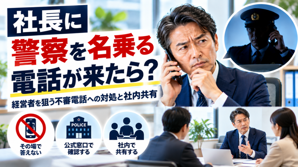 社長に警察を名乗る電話が来たら？不審電話への対処と社内共有策