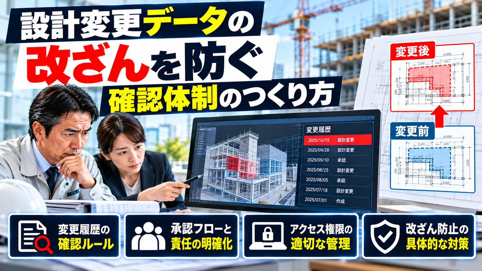 設計変更データが改ざんされたら？建設会社を守る確認と承認の実践策