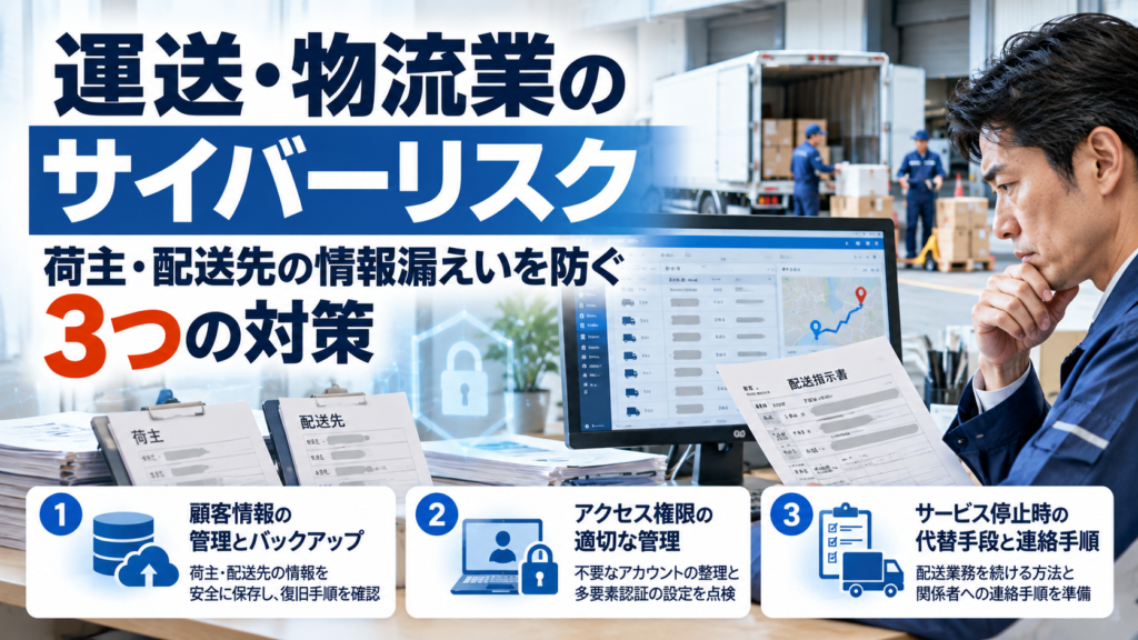 運送・物流業のサイバーリスク｜荷主や配送先の情報漏えいを防ぐ3つの対策