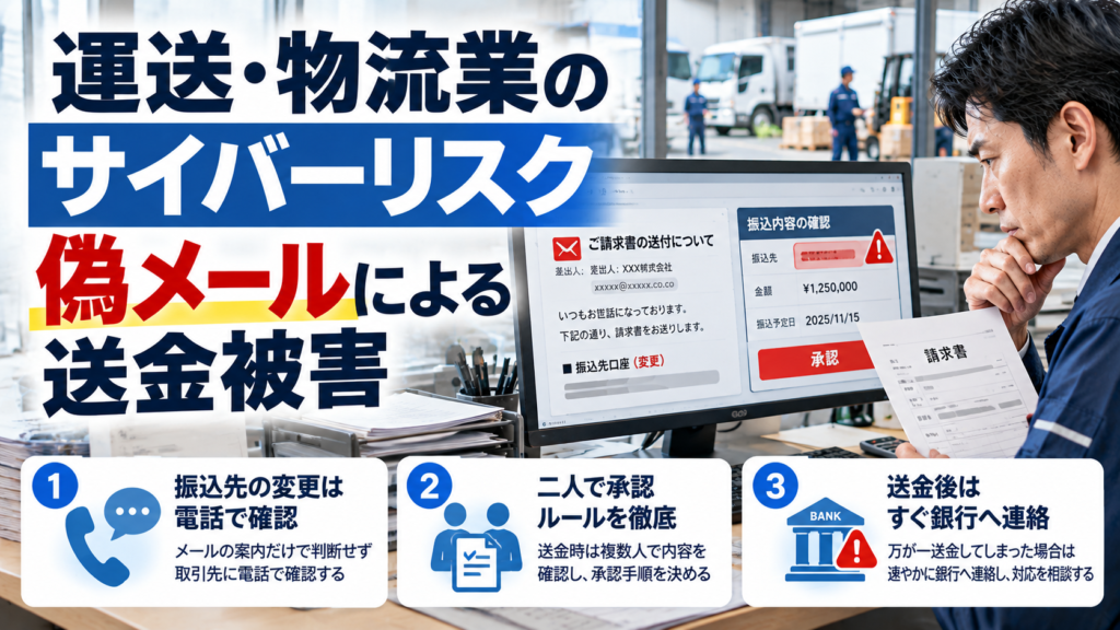 運送・物流業のサイバーリスク｜偽メールによる送金被害を防ぐ対策
